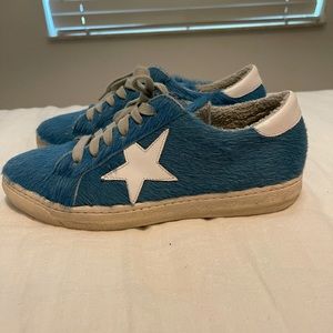Shoebox fuzzy blue sneakers